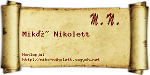 Mikó Nikolett névjegykártya